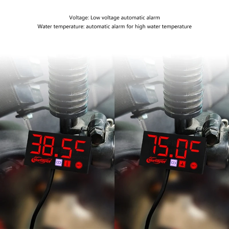 Motorcycles 3 In 1 Electronic Clock LED Digital Display Voltmeter Thermometer