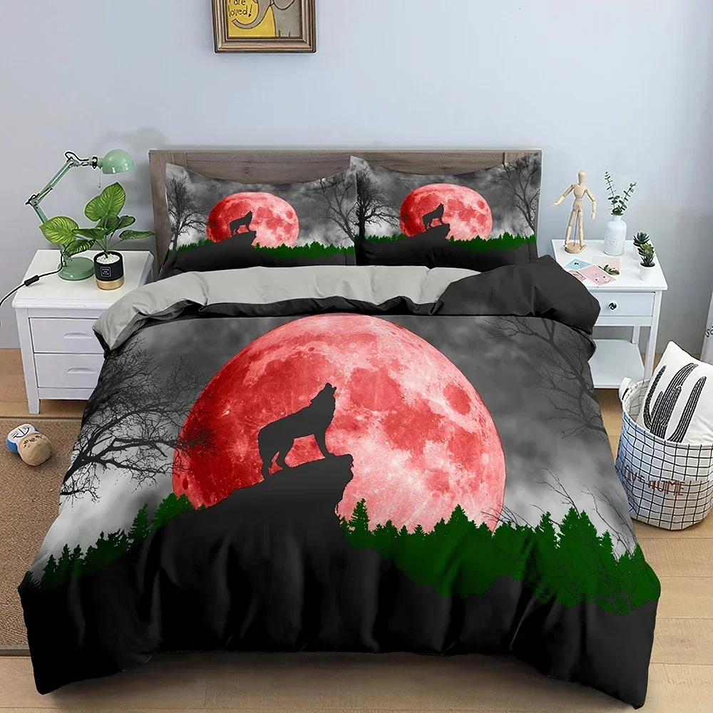 

3D Animal Wolf Comfortable Duvet Quilt Cover Pillowcase Bedding Set Children Bedroom Decoration Home Textile