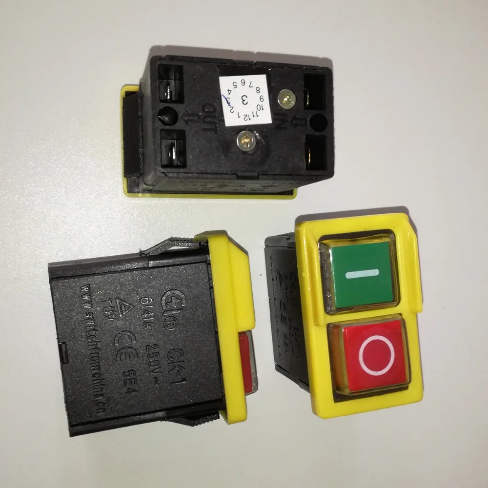 2pc CK1 6(4)A 250VAC CK-1 Electromagnetic On Off Push button Switch Starting Switches for grinding machine