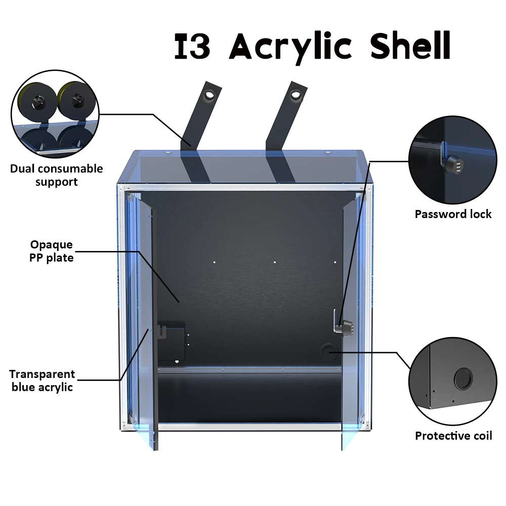 

Acrylic Shell 3D Printer Enclosed Case Acrylic Pannel Enclosure Kit for Bambu A1 Blu-3 3D Printer DIY Kit Support Dual Filament