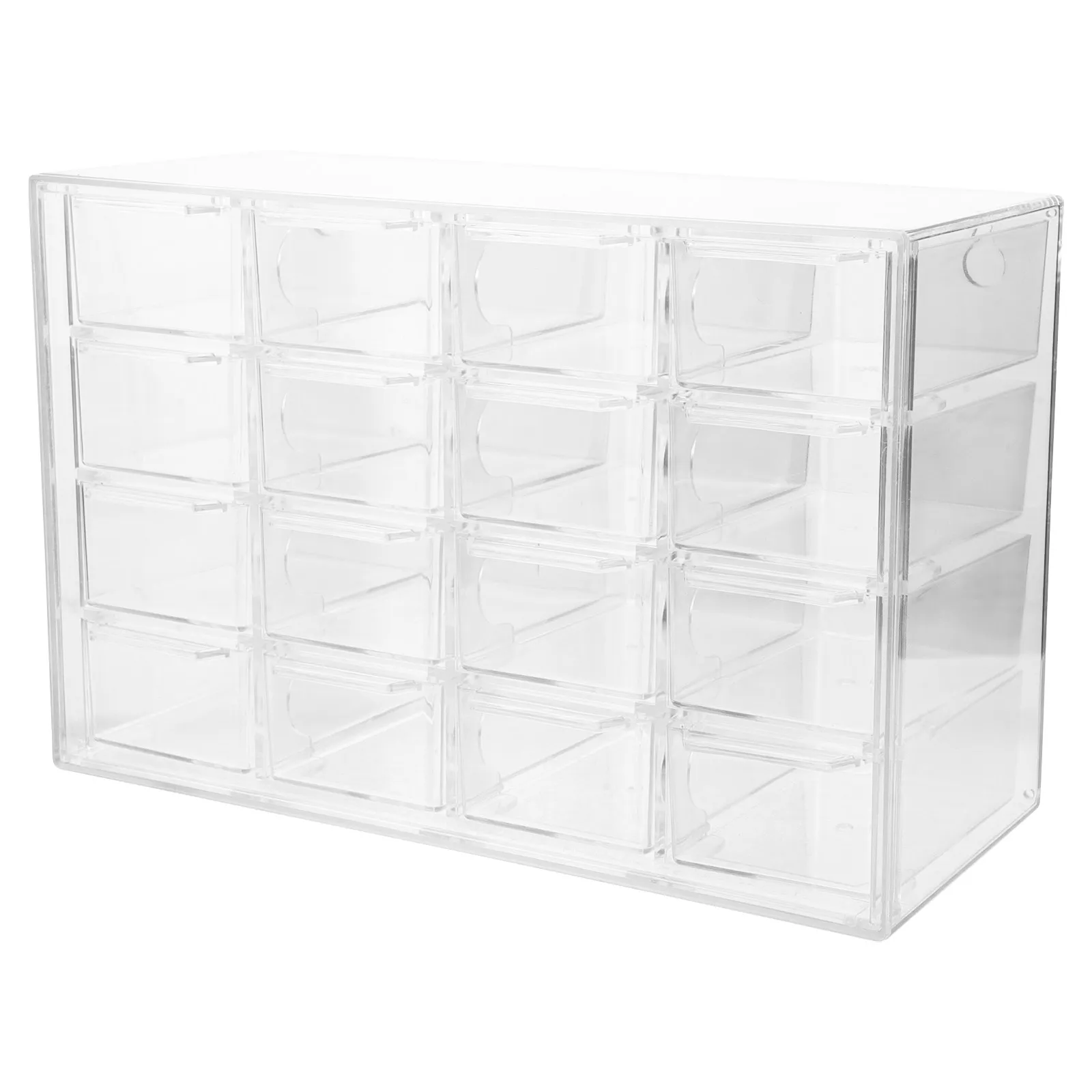 

Clear Drawer Jewelry Box Plastic Earrings Organizer 16-Grid Desktop Storage Bin for Makeup Bracelet Accessories