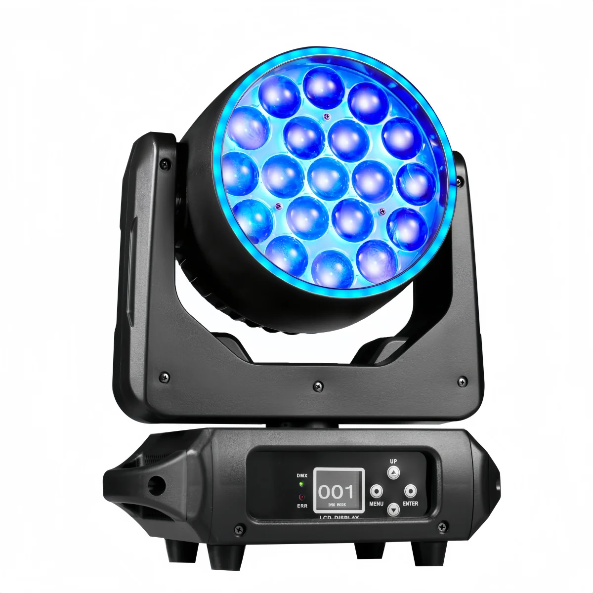 

Светодиодный прожектор 19x15W с эффектом движения, луча, заливающего света, зума, кругового управления и эффекта ореола, управление DMX512, для диджеев, баров, профессиональных мероприятий