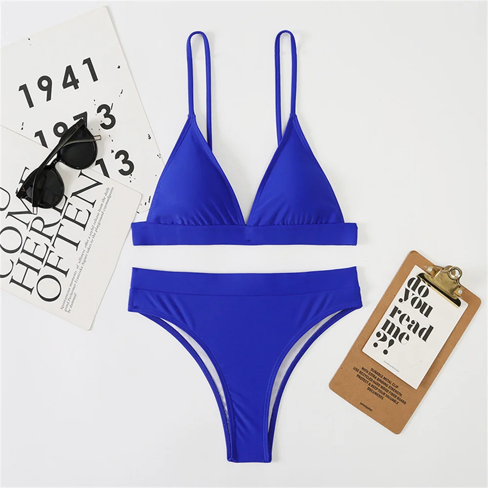 

High Waist Sling Swimsuit Triangle String Bikini Vacation Swimwear Bathing Suits Two Piece Micro Bikinis Sets Women Beach Outfit