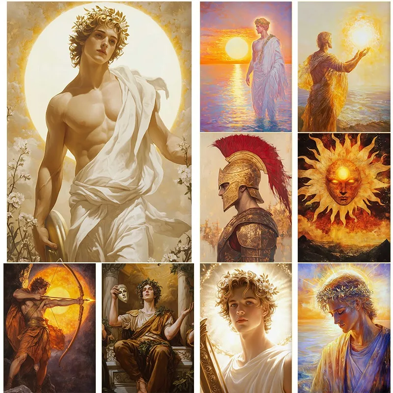 Greek Gods Mythology Apollo Ares Dionysus God of The Sun War Wine Poster Vintage Canvas Painting Wall Art Living Room Home Decor