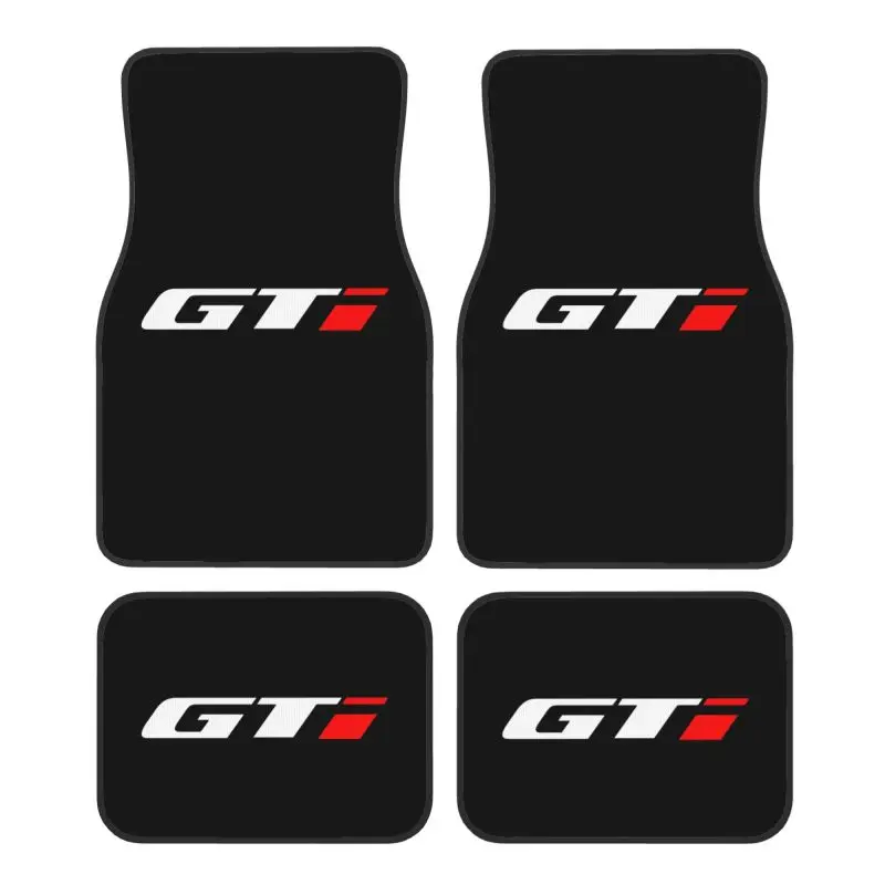 Conjunto de tapetes para carro, 4 peças, universal, gti, dianteiro e traseiro, com suporte de borracha antiderrapante, acessórios automotivos, adequados para a maioria dos carros