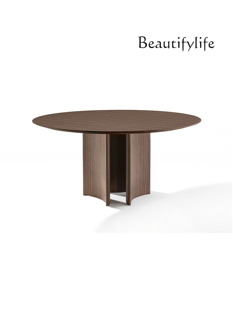 

Nordic Minimalism North America Black Walnut Wood Table Solid Wood Italian Marble round Dining Table Dining Table