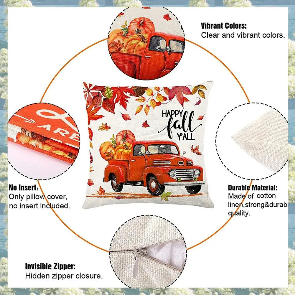 X17A 2025 NEW-Fall Pillow Covers 18X18 Set Of 4 Outdoor Throw Pillowcase Farmhouse Thanksgiving Decorations For Home Decor