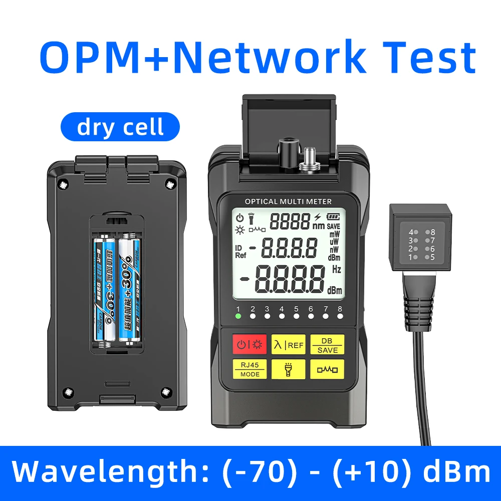 

Оптический измеритель мощности SAIVXIAN Mini 4-в-1 с RJ45, возможностью подзарядки, (-70)-(+10)дБм, с функцией поиска линии (опционально)