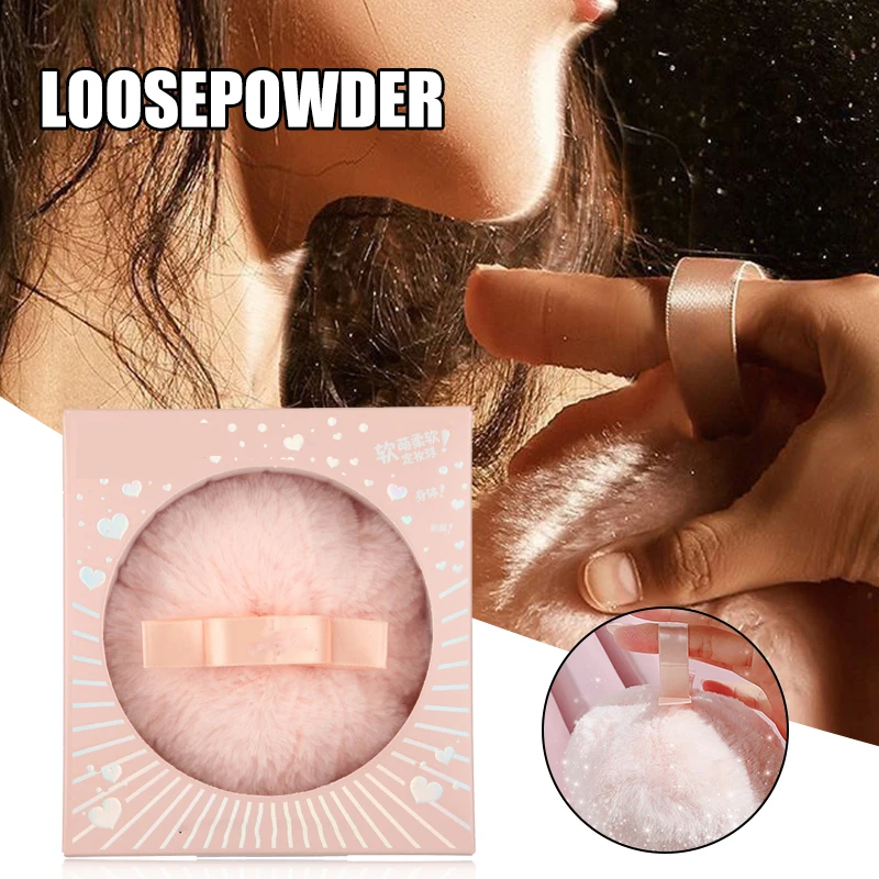 Highlighter With Peach Big Puff Makeup Glitter Powder Loose Powder Body Face Highlighting Powder Bling Shinny Cosmetics Tool