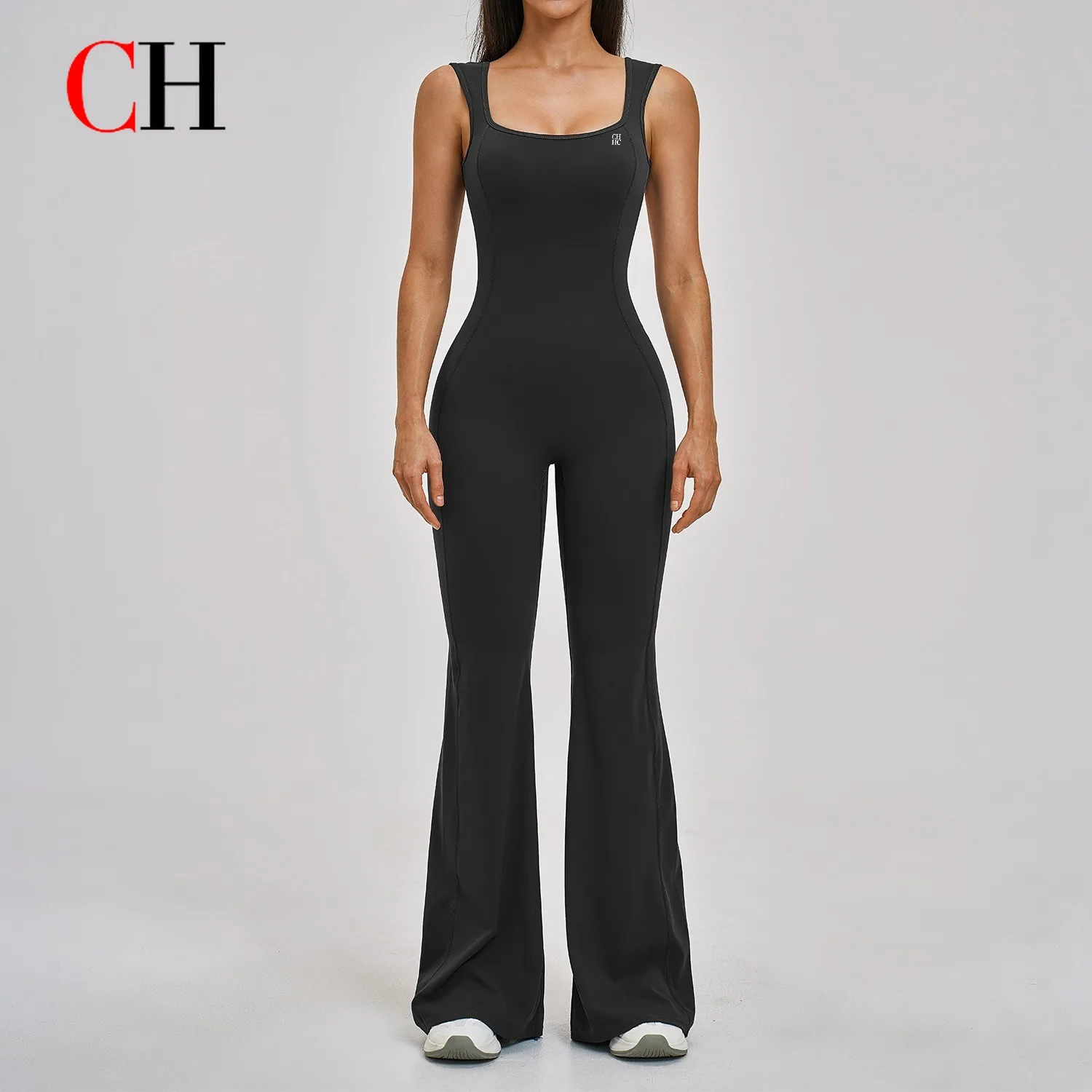CH Western-style One-piece Bodysuit Sports Yoga Backless Jumpsuit Flared Fitness Yoga Wear All-in-one Slimming Yoga Outfit