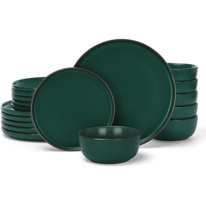 Mercury Plates and Bowls Sets, 12 Pieces Stoneware Dinnerware Sets, Dishes Set for 4, Microwave and Dishwasher Safe