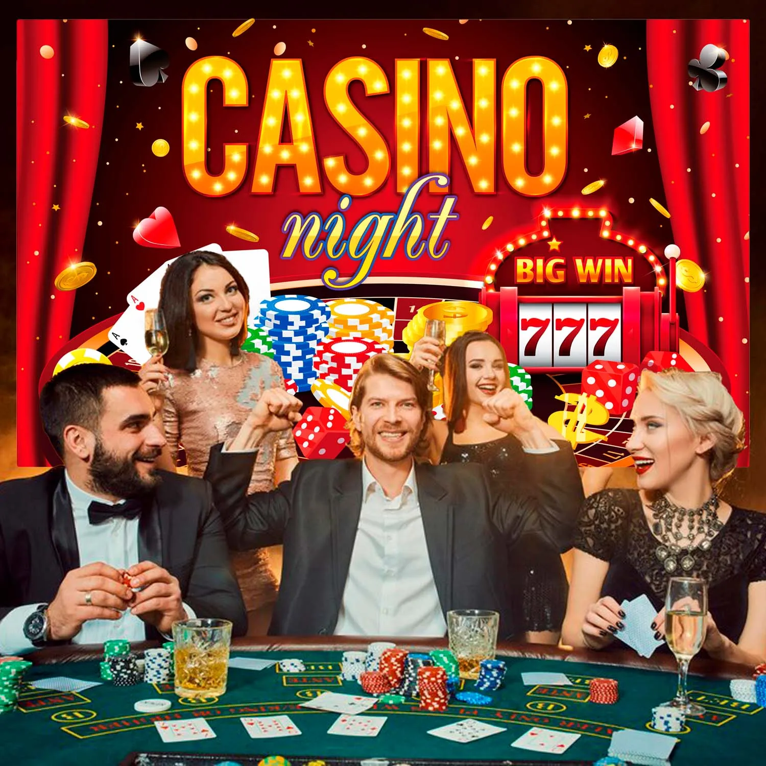 خلفية موضوع الكازينو-71 "x 43" خلفية حفلة كازينو/خلفية حفلة كازينو لزينة حفلات الكازينو وديكورات لاس فيغاس