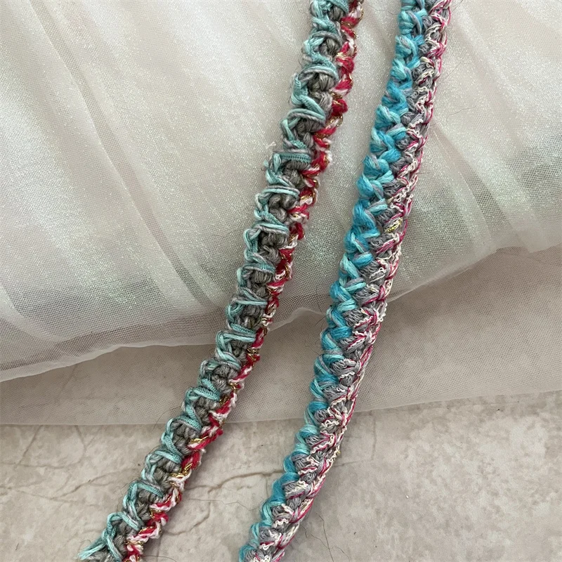 Blue Grey Contrast Tweed Clothing Fried Dough Twists Braid Lace Handmade Diy Hem Collar Decoration Sewing Accessories Webbing