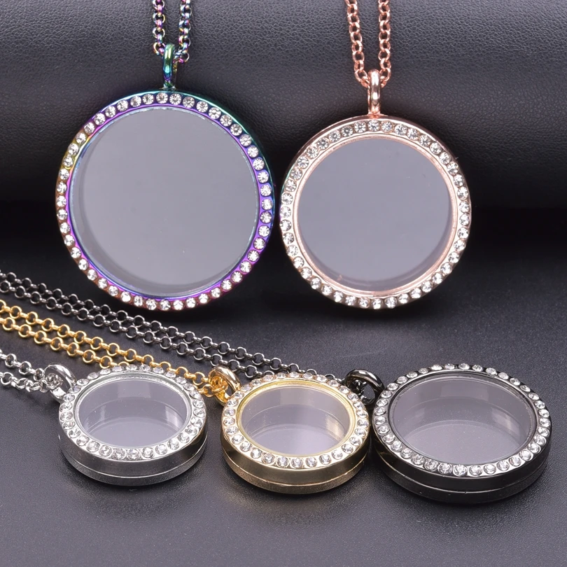 

1Pc 25-40mm Clear Round Living Picture Locket Pendant Necklaces Diy Glass Memorial Ashes Glass Urn Locket Women Collares Jewelry