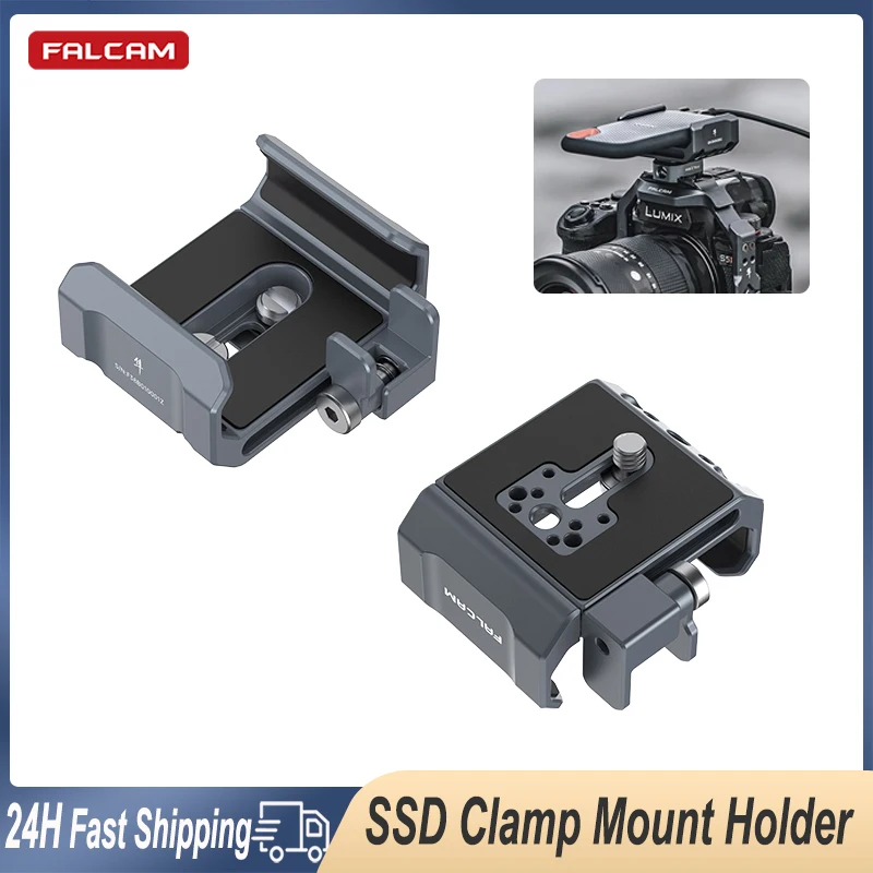 FALCAM SSD Mount Universal Holder for Samsung T5/T7/T9 SSD SSD for BMPCC 4K/6K/6K Pro Quick Release Clamp with Cold Shoe