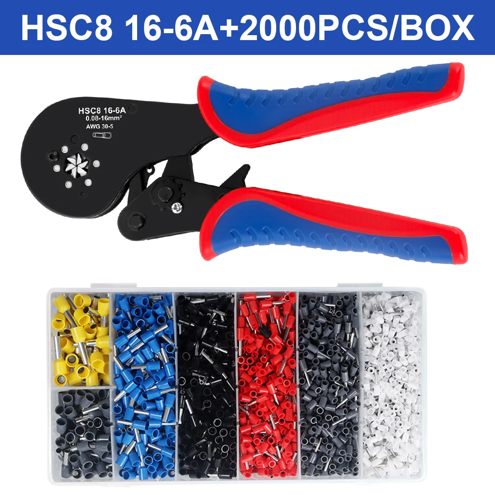 Beentje Krimptang HSC8 16-6A Buisvormige Terminal Mini Tang Voor Grote Maat Terminals Elektrische Klemmen 0.08-16mm2/30-5AWG
