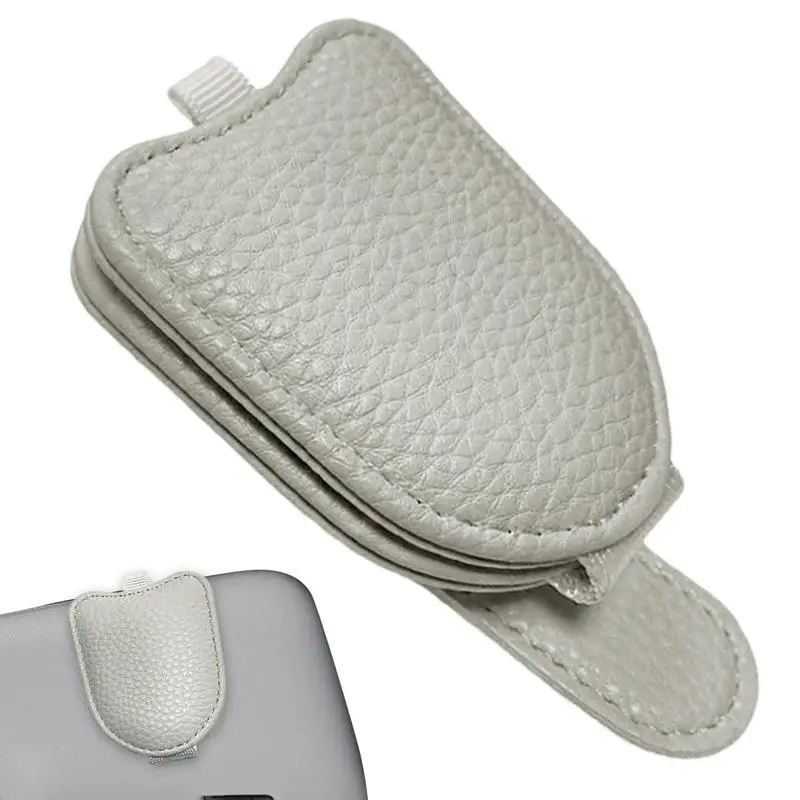 

New Car Sunglass Holder Ticket Card Clip For Visor Sunglasses Holders For Car Sun Visor Magnetic Leather Glasses Eyeglass Hanger