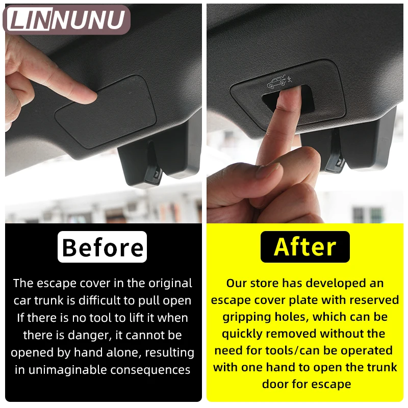 LINNUNU Trunk Lid Release Switch Cover Fit for Lynk&co 01 Internal trunk ButtonRear Hatch Back Lock Liftgate TailgateLatchHandle