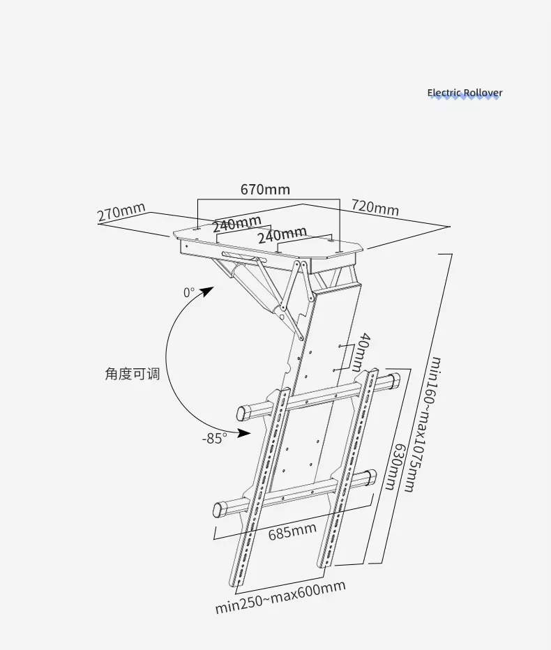 Modern 32-85 Inch TV Ceiling Rotating Mobile Stand Infrared Remote Control Electric Adjustable Stand