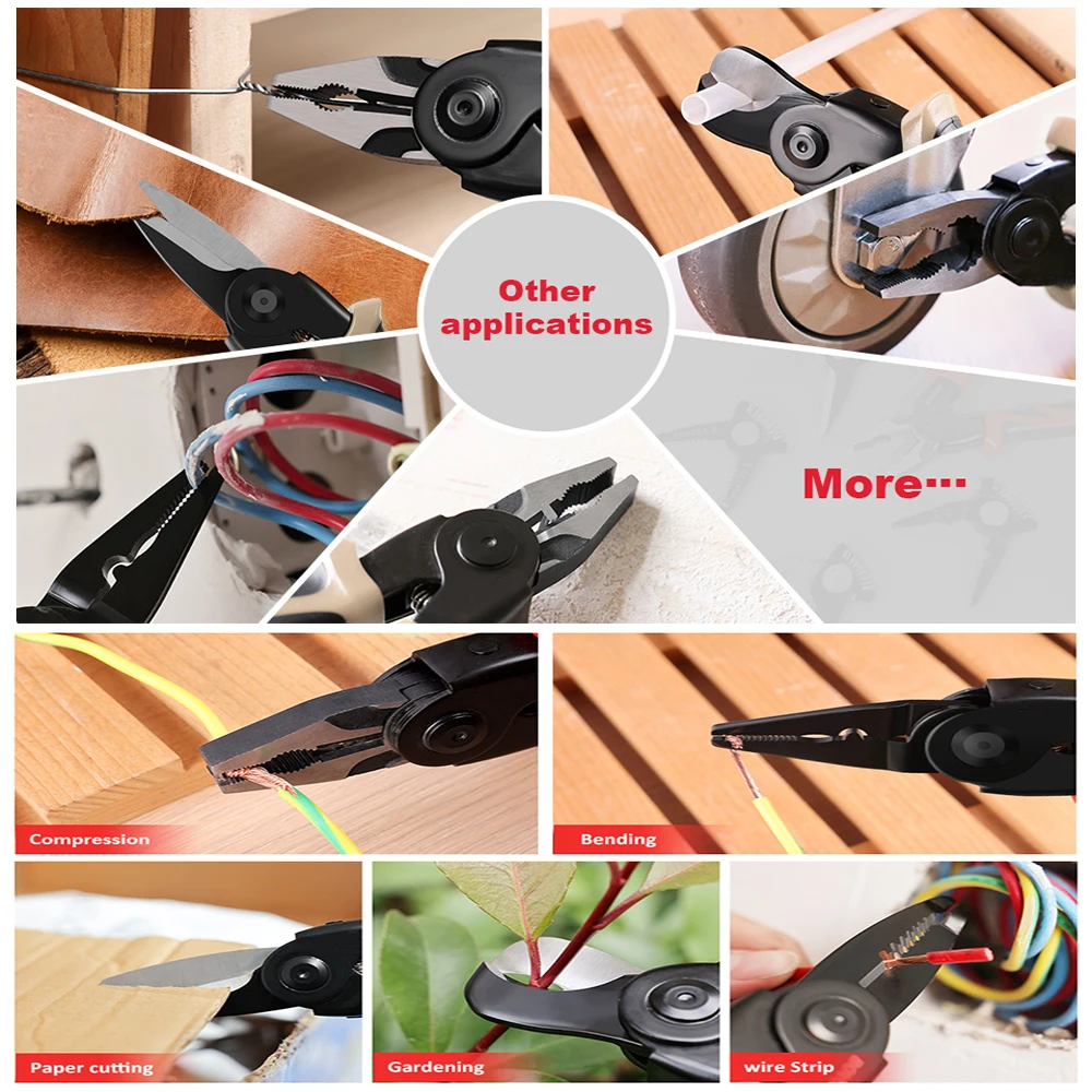 Allsome 5 IN 1 Pliers Set, Quick Change Pliers Head Set with Wire Pliers, Scissors, Cable Cutter, Wire Stripper, Crimping Pliers