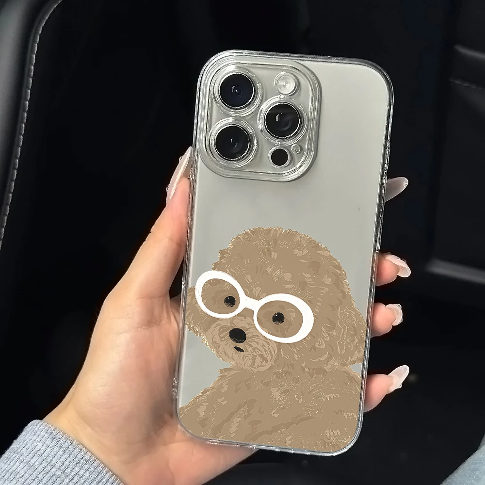 Glasses wearing puppy Silicone Phone Case for iPhone 17 16 15 14 13 12 11 Pro Xs Max Air Mini 7 8 6 6s Plus SE 2020 2022 Cover