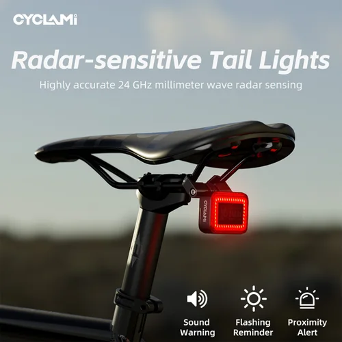 Imagen 2 del producto CYCLAMI bicicleta Radar inteligente luz trasera bicicleta inteligente lámpara de detección de freno trasero bicicleta LED nueva luz trasera de ciclismo RT02
