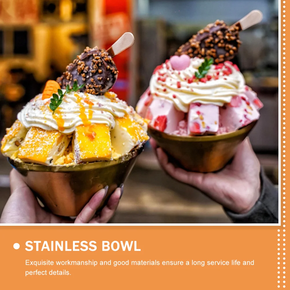 

Stainless Steel Ice Cream Bowl Salad Dessert Soup Fruit Ramen Cold Water Cup Holder V Shaped Easy Clean Kitchen Barware Set