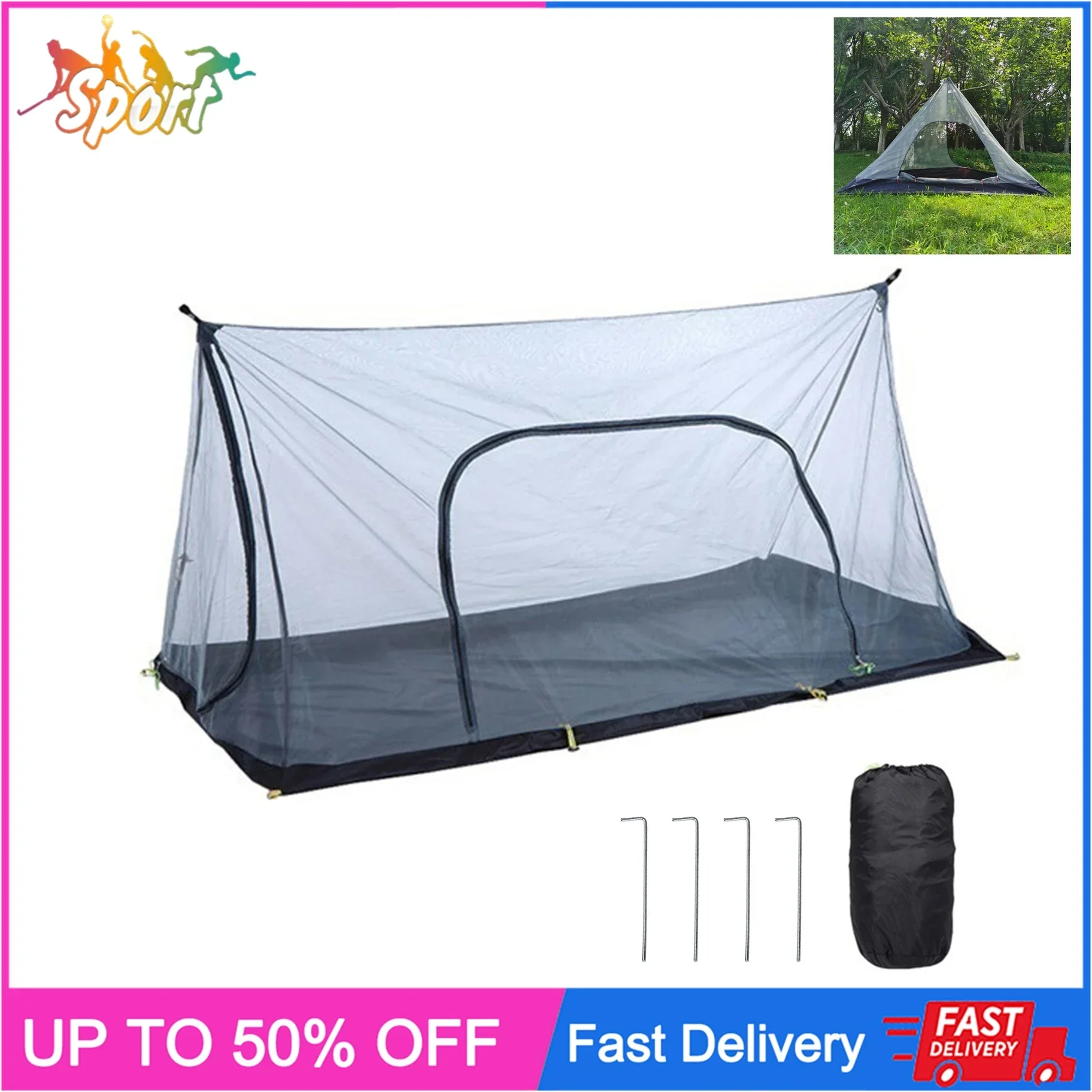 

Ultralight Mesh Tent for Camping Portable Net Inner Shield with Double Side Zippers and Water Resistant Oxford Fabric
