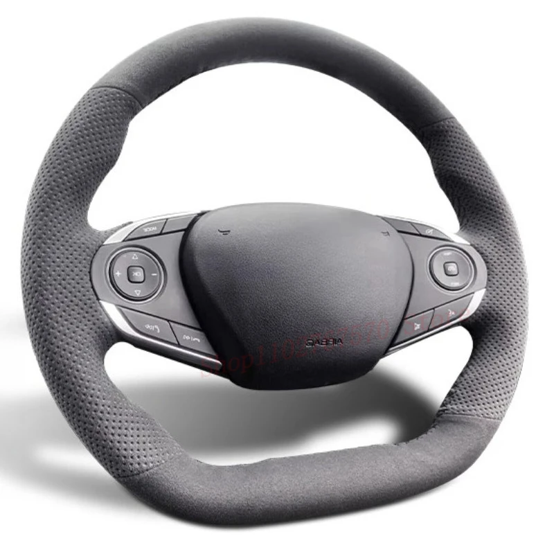 DIY Hand Sewn Anti Slip Suede Steering Wheel Cover Wrap For DongFeng Aeolus Yixuan MAX Haohan GS AX7 Forthing T5 Car Accessories