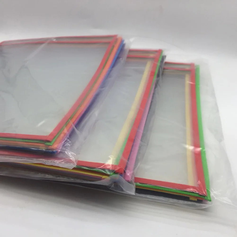 12 Pcs File Pockets for Children Scrubbed Rewritable Dry Erase Document Pouches