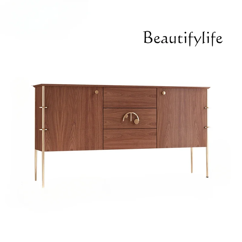

New Chinese-style solid wood dining side cabinet Modern simple entrance cabinet Villa living room American wine cabinet