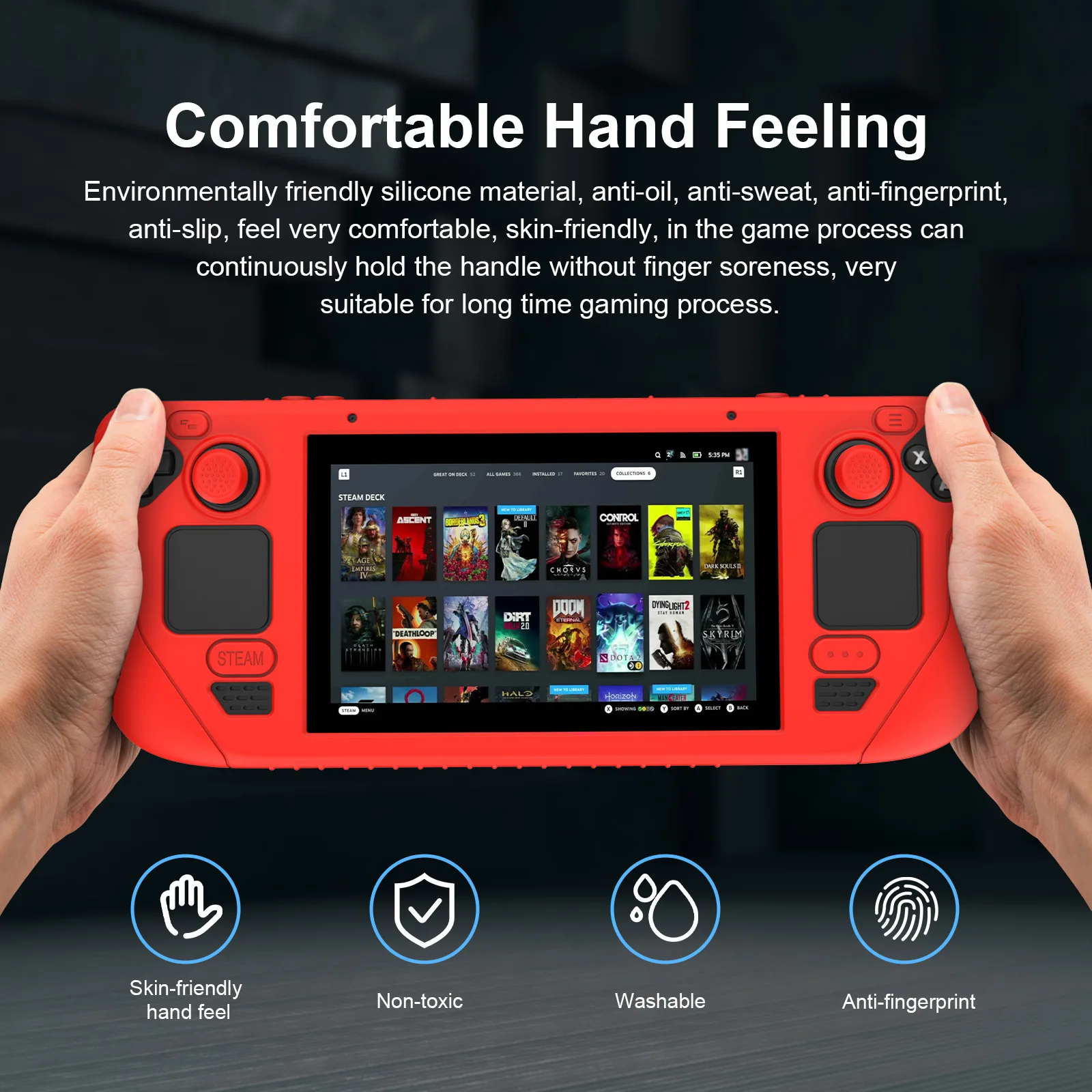 Portable Game Console Protective Shell with Bracket Waterproof Dust-proof Ultra-thin Protective Case for Steam Deck Silica shell