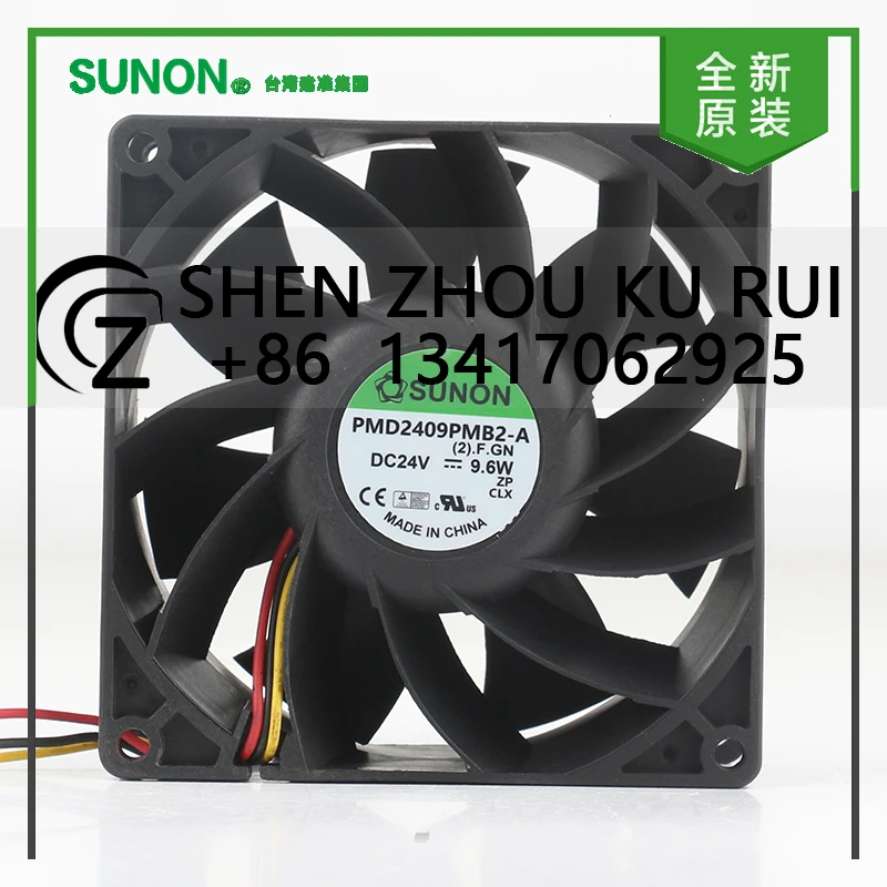 

New original Sunon 5V 24V 48V DC 12V 9.6W AC EC 9038 90X90X38MM 9CM Fan Ball bearing Inverter 3-wire PMD2409PMB2-A cooling fan