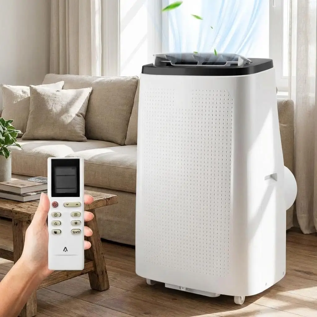 

Портативный кондиционер мощностью 14 000 BTU, 3-в-1, с функциями осушителя воздуха, вентилятора, пульта дистанционного управления и 24-часового таймера, для помещений площадью до 750 кв. футов.