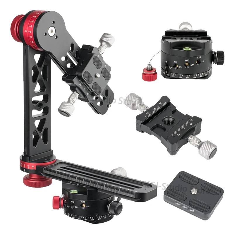 Cavix Professionele 720 Graden Gimbal Statiefkop Panoramisch Met 3/8 Quick Release1/4''screw Vaste Plaat Voor Dslr Camera