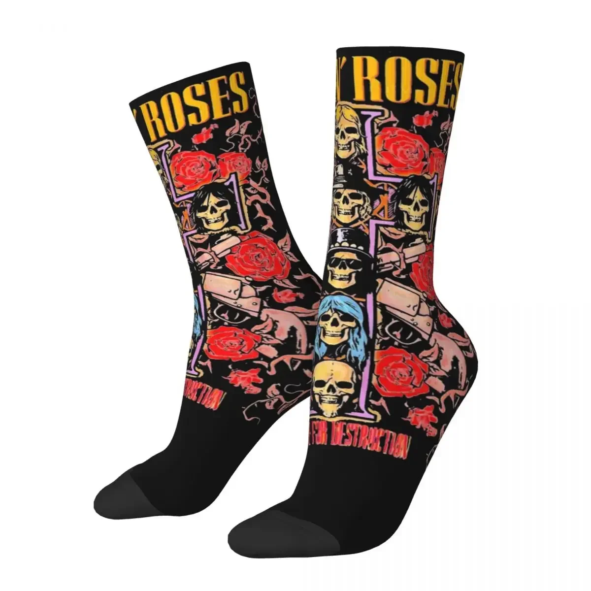 Otoño Invierno divertidos mujeres hombres Guns N Roses calcetines calcetines de fútbol transpirables