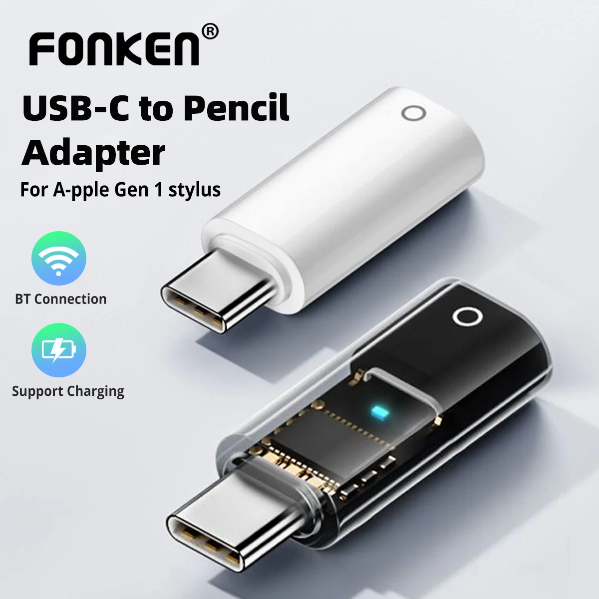 For iPad 10th Gen USB C Pencil Adapter for Apple Pencil 1st Generation iPencil Dongle Connector Type C to for IOS Charge Adapter