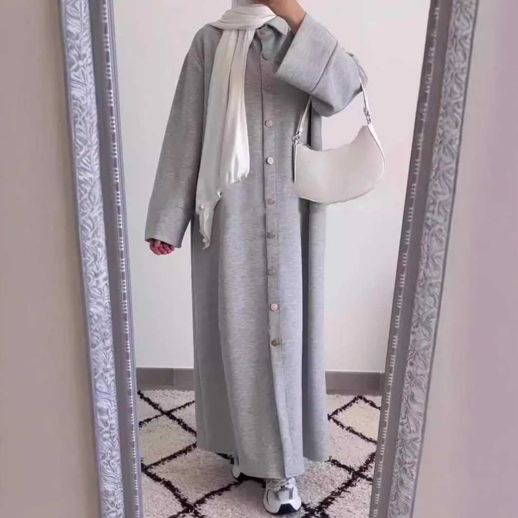 

Модный длинный однотонный кардиган на одной пуговице, халат на Ближнем Востоке, 2024, Дубай, женский плюс размер Dr