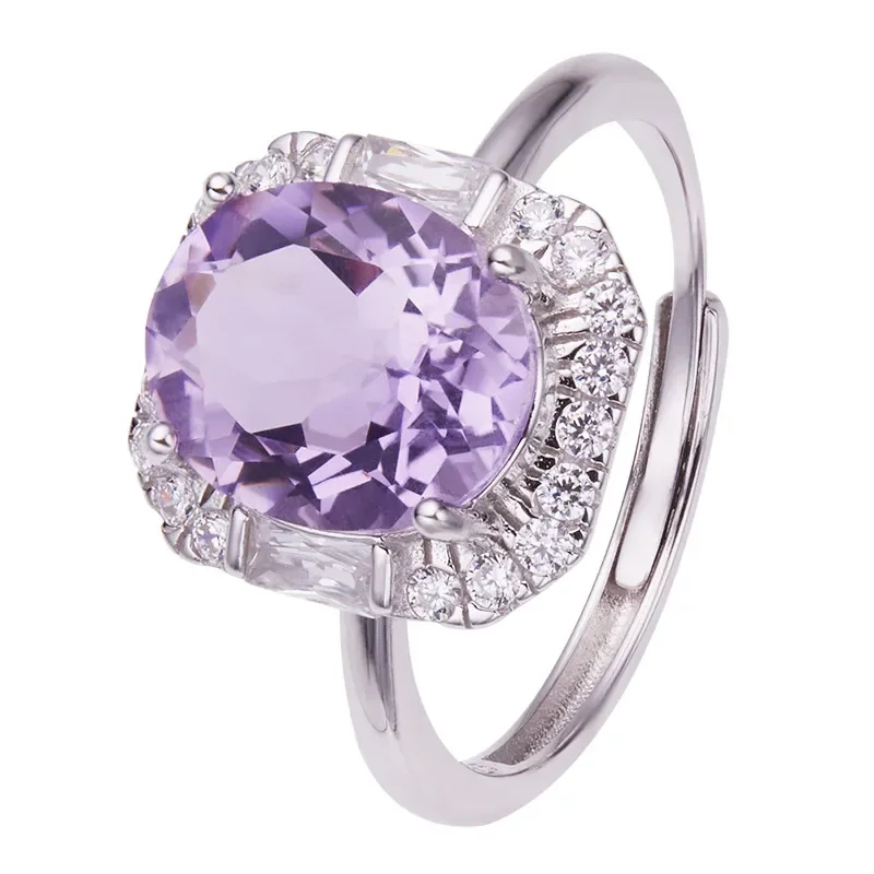 Live stream new natural colored jewelry topaz amethyst citrine ring s925 light luxury premium