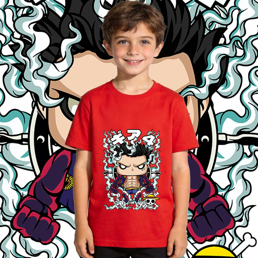 

One Piece Luffy Gear Fourth Anime Print Cotton T Shirt Boys Girls Casual Short Sleeve Kids Summer Top
