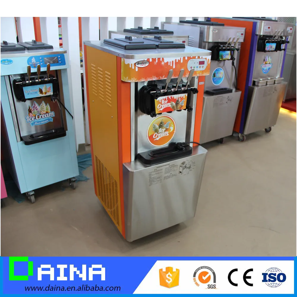 3 Flavors Automatic Soft Serve Sorbetiere Commercial Ice Cream Machine