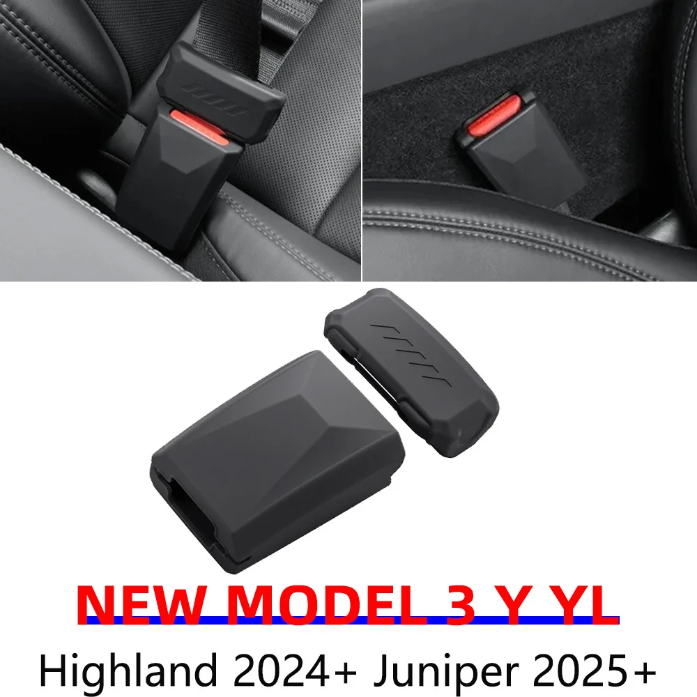 For Tesla Model 3 Y YL Juniper Highland 2025 2026 Seat Belt Safety Protector Cover Anti-scratch Protective Silicone Accessories
