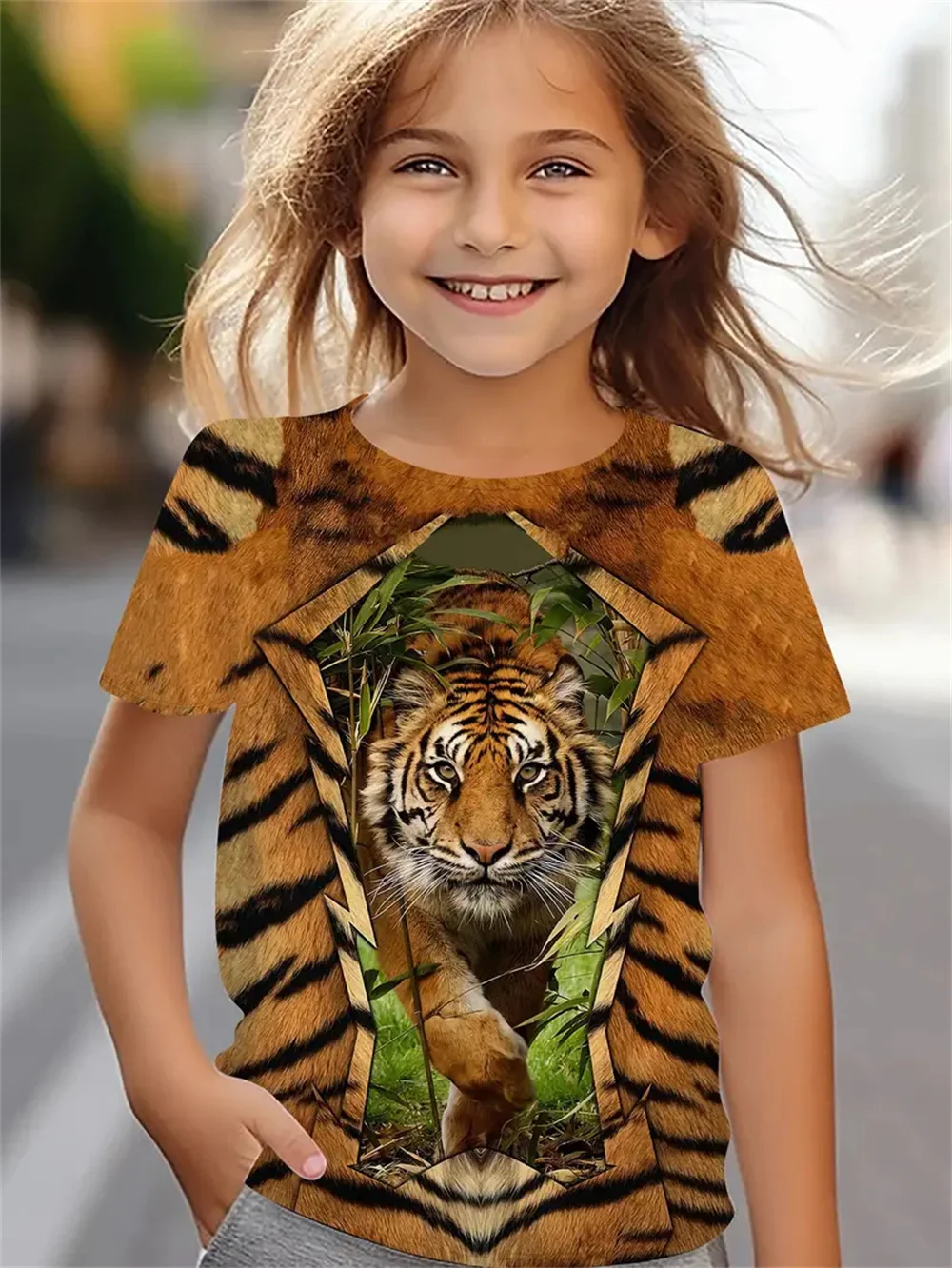 New Funny Animal 3d Print Girls' T-Shirts Party Fashion Short Sleeved Tops Tee 2025 Casual T-Shirts Girls' Clothing