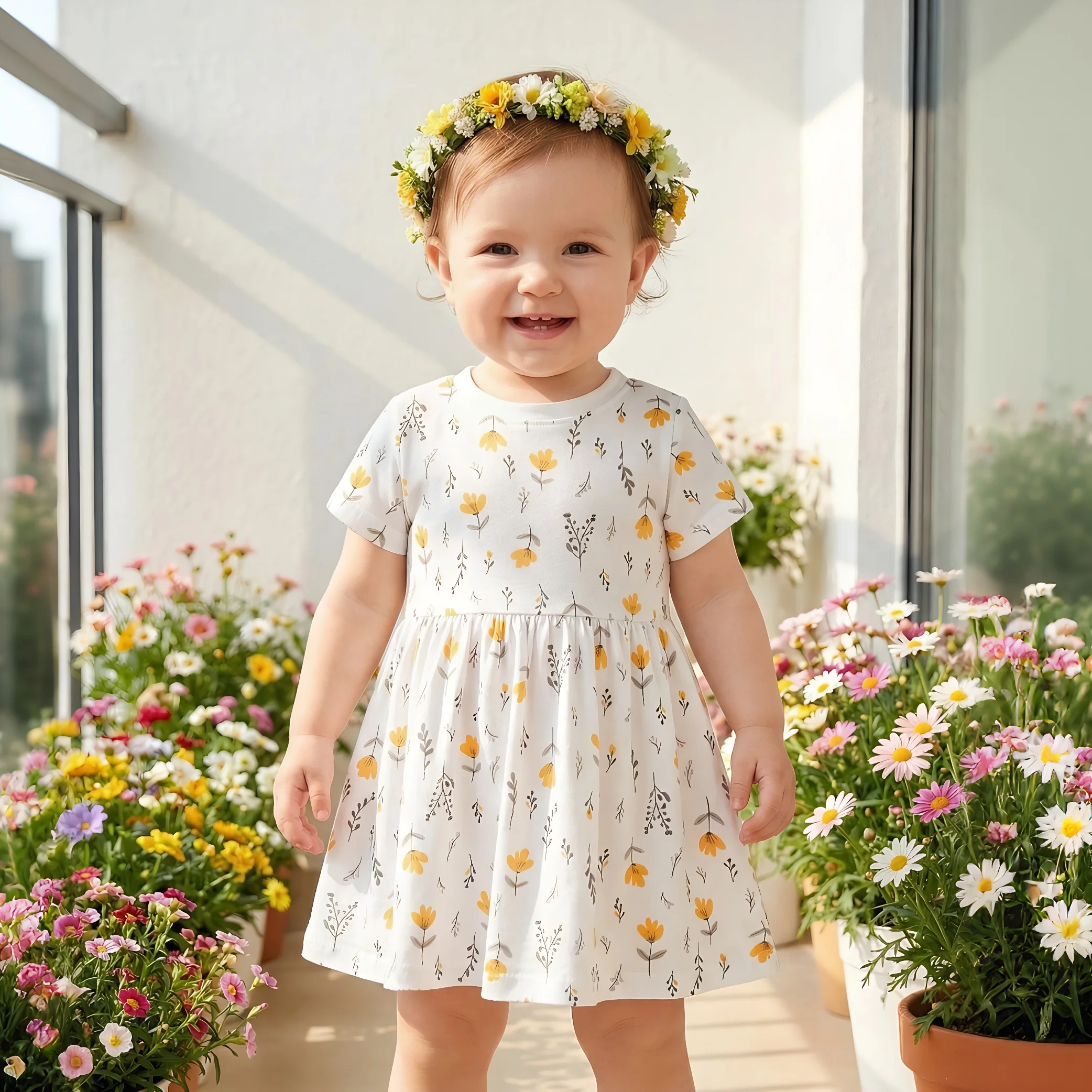 Short Sleeve Summer Baby Kids Dresses Clothing Cotton Children Girls Dresses