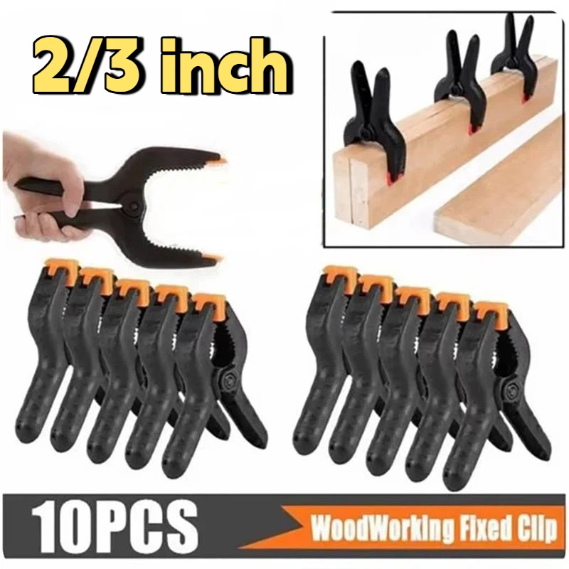 10pcs 2/3inch Spring Clamps DIY Woodworking Tools Plastic Nylon Clamps For Woodworking Spring Clip Photo Studio Background