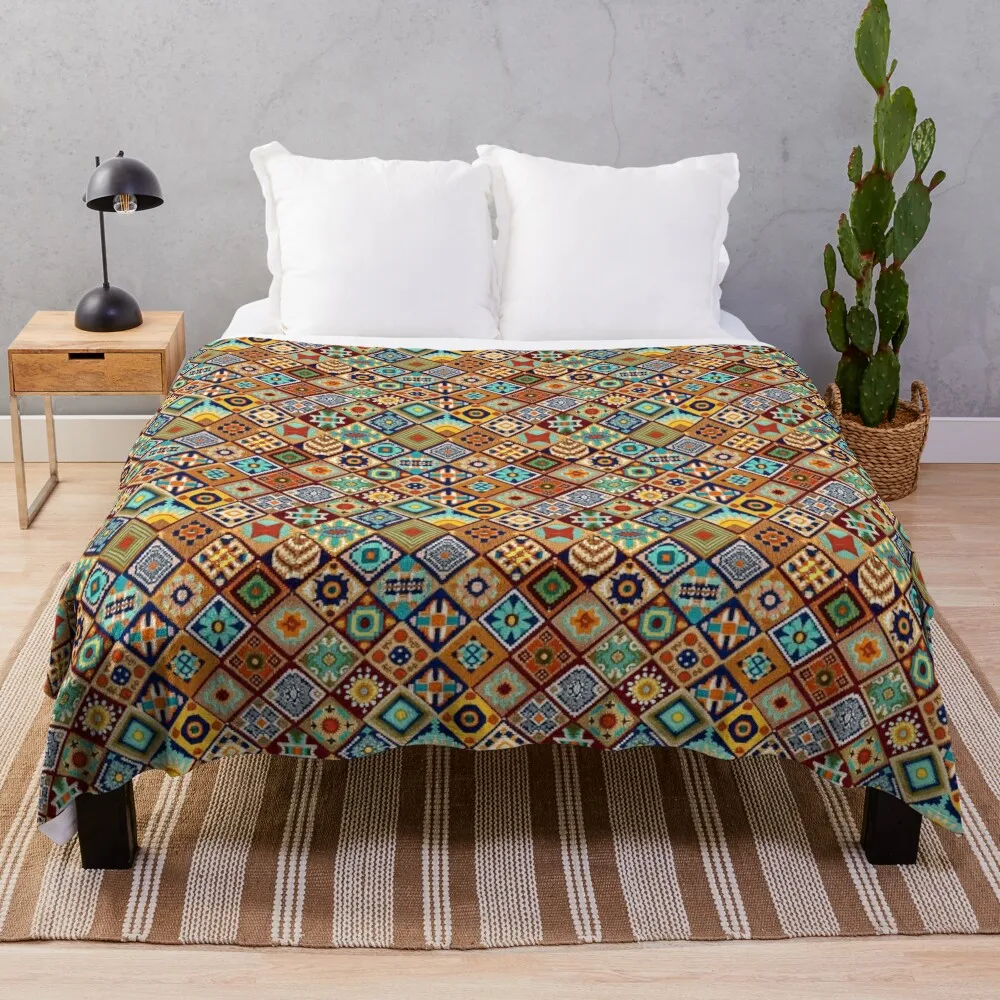 

Aztec Art Tile Mexican Textiles Pattern Mayan Throw Blanket Polar manga decorative Designers Blankets