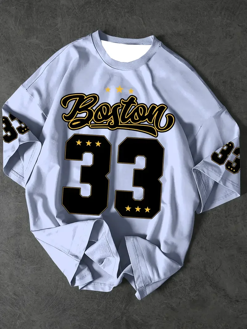 Neues modisches Sporttrikot Boston 33 Print Kurzarm-T-Shirt Sommer-Grafik-T-Shirt Sport-T-Shirt Lockere, atmungsaktive Oberteile