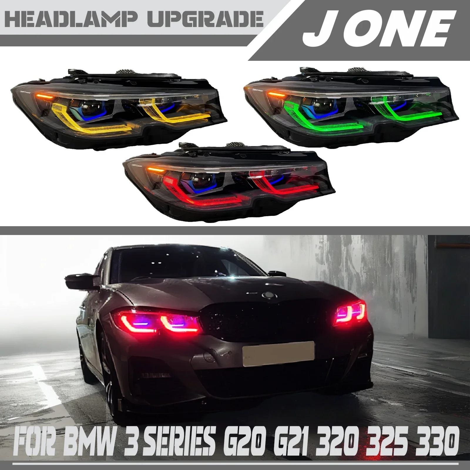 

Фары RGB DRL для BMW 3 серии G20 G21, подходят для 320i 325i 330i 2019-2022 годов, настраиваемые LED, обновление в стиле OE