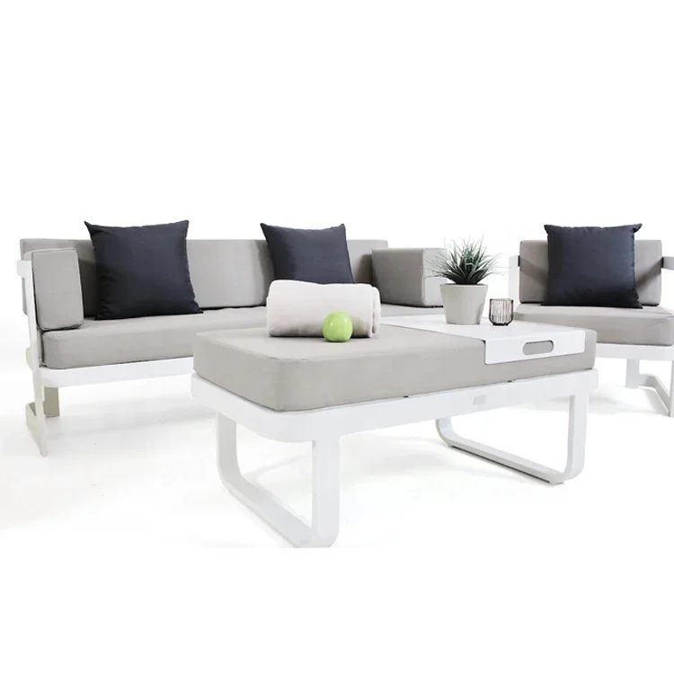 

# White Modern Cheap Patio Conversation Loveseat Couch Furniture Outdoor Garden Aluminum Sectional Sofa Set On Sale #