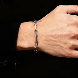 5mm Paperclip Chain Bracelets for Men Women,Waterproof Rectangle Stainless Steel Links Wristband,Trendy Jewelry Gifts